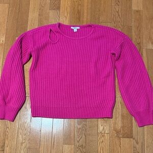 Bar III Fuchsia Ribbed Crew Neck Sweater